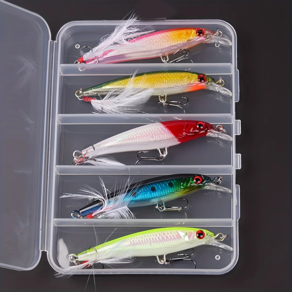 Fishing Equipment Carp - レーザー3Dアイズバイオニックミノー釣りルアー5個/箱 - 13.3g/6.8g ハードベイト、フェザートリプルフック付きでより多くの魚を捕まえる