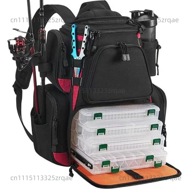 Fishing Equipment Bag - 釣り道具用バックパック 大型屋外収納付き釣り道具バッグ 保護用レインカバー付き 釣り道具に最適