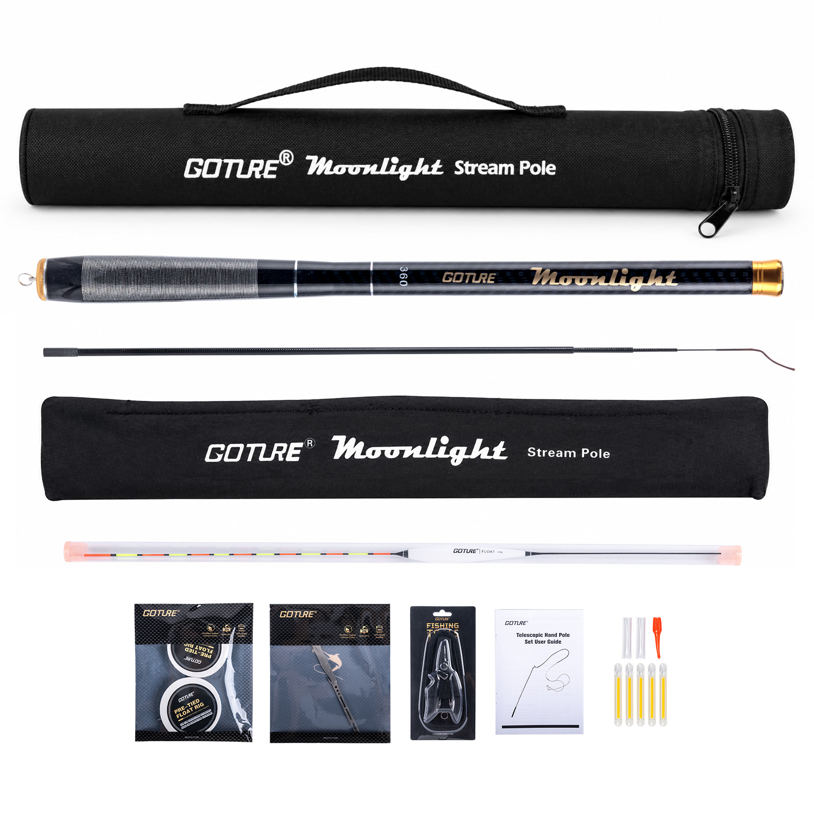 Goture製 伸縮式ストリームロッド。釣り道具一式と収納用 - Fishing Equipment Bag のレビューと価格