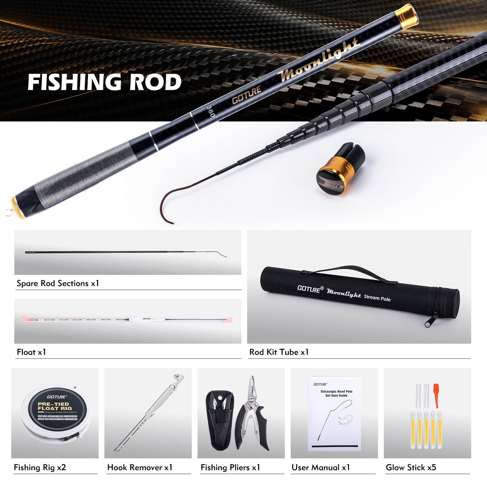 Goture製 伸縮式ストリームロッド。釣り道具一式と収納用 - Fishing Equipment Bag のレビューと価格